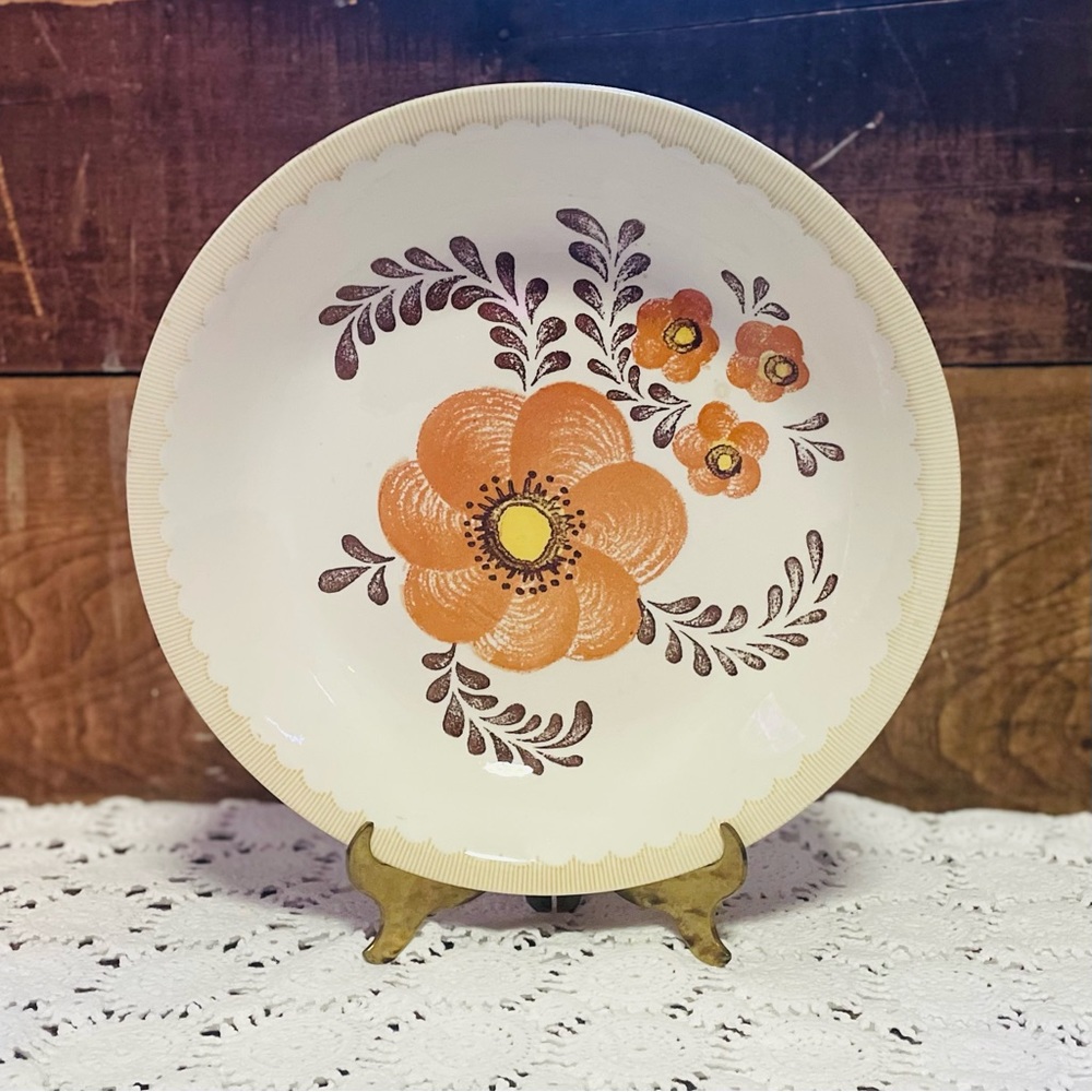 VINTAGE ROYAL CHINA • JEANNETTE • LARGE SERVING BOWL • PASTA/ BURNT ORANGE/RETRO